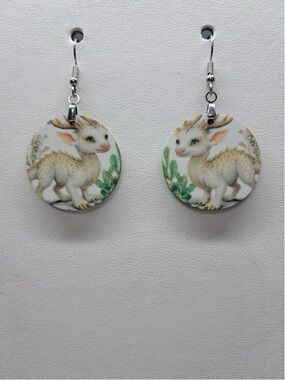 Handmade Cute Creature Drop Earrings in White and Cream